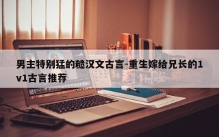 男主特别猛的糙汉文古言-重生嫁给兄长的1v1古言推荐