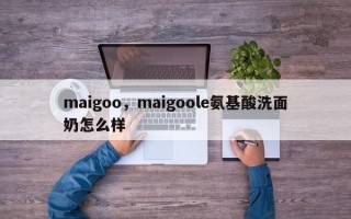 maigoo，maigoole氨基酸洗面奶怎么样